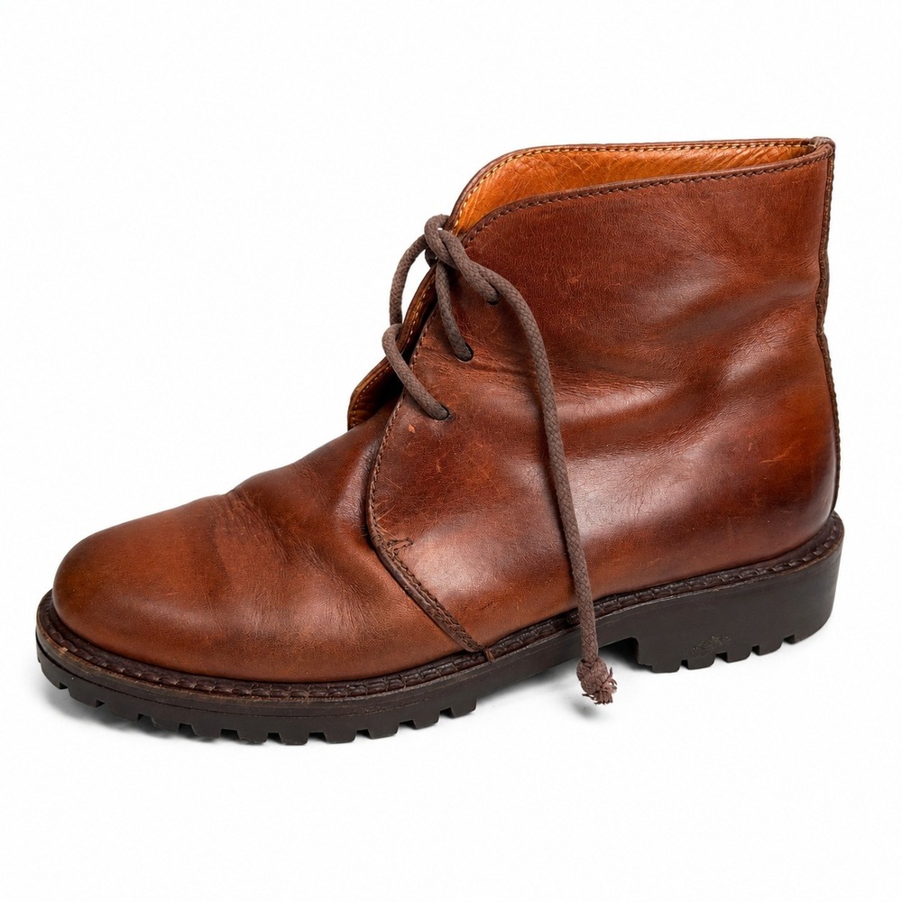Polo Country Ralph Lauren 7 Boots Chukka Brown Leather Sportsman Lug Sole Vtg 90
